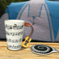 Lavezee Mug Cup With Guitar Handle And Art Musical Notes Holds 15 Oz, Tea Coffee Milk Ceramic Mug Gift For Music Lover