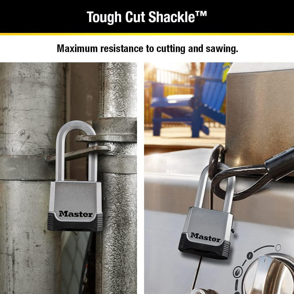 Buy now Master Lock Silver Outdoor Combination Lock, Heavy Duty Weather Resistant Padlock with Resettable Code and Cut Resistant Boron Carbide Shackle for Outdoor Use, M176XDLH at indiglob india