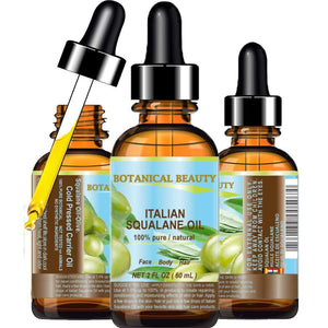 Botanical Beauty SQUALANE Italian Olive. 100% Pure/Natural/Undiluted Oil. 2 fl.oz- 60ml. 100% Ultra-Pure Moisturizer for Face, Body & Hair. Reliable 24/7 skincare protection