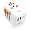 TESSAN Universal Travel Adapter, International Power Adapter 5.6A 28W 3 USB C 2 USB A Ports, Travel Worldwide Plug Adaptor, Outlet Wall Charger for Europe UK EU AUS (Type C/G/A/I) - Orange white
