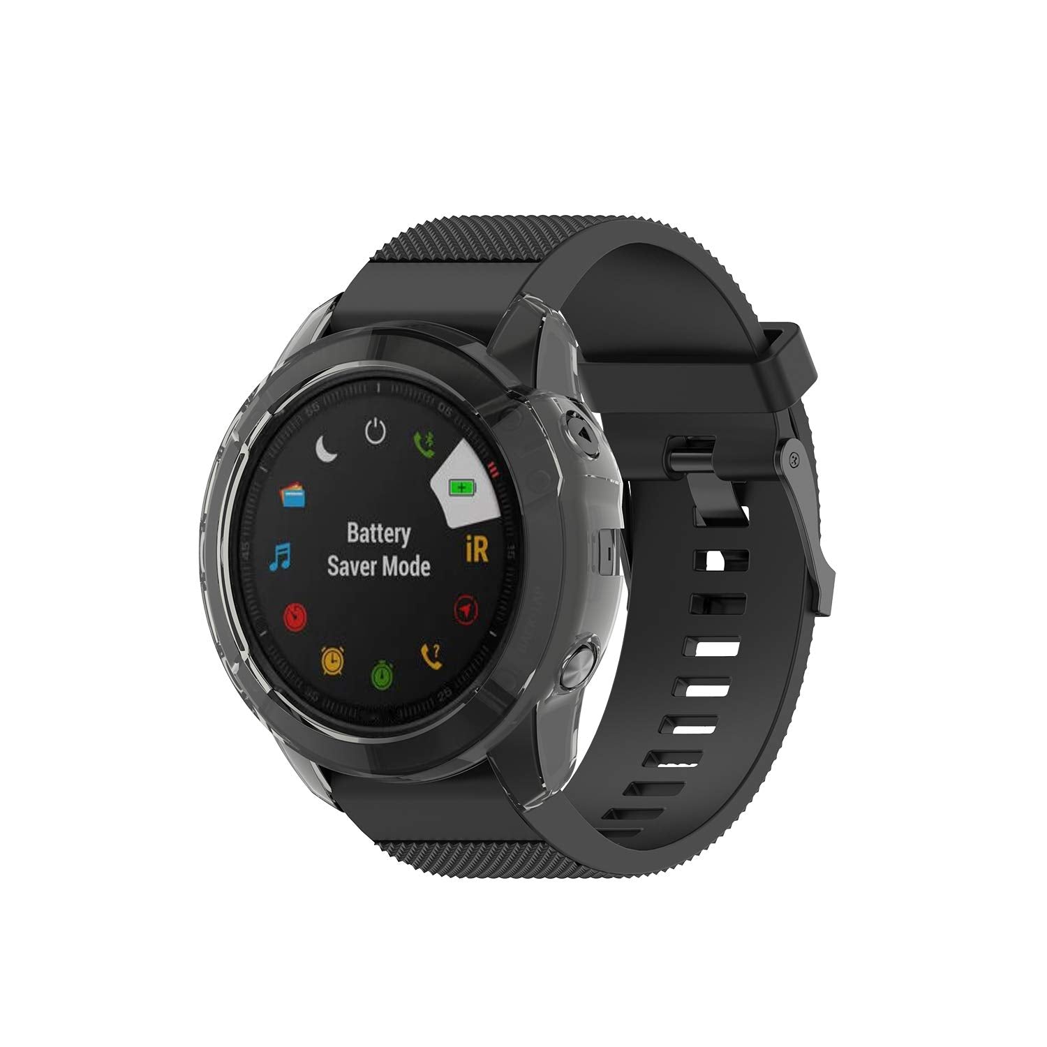 Buy now RuenTech Case Cover Compatible with Garmin Fenix 6X/6X Pro/Fenix 6X Sapphire Case Protector TPU Protective Case Frame for Fenix 6X Smart Watch (Black&Transparent) at indiglob india