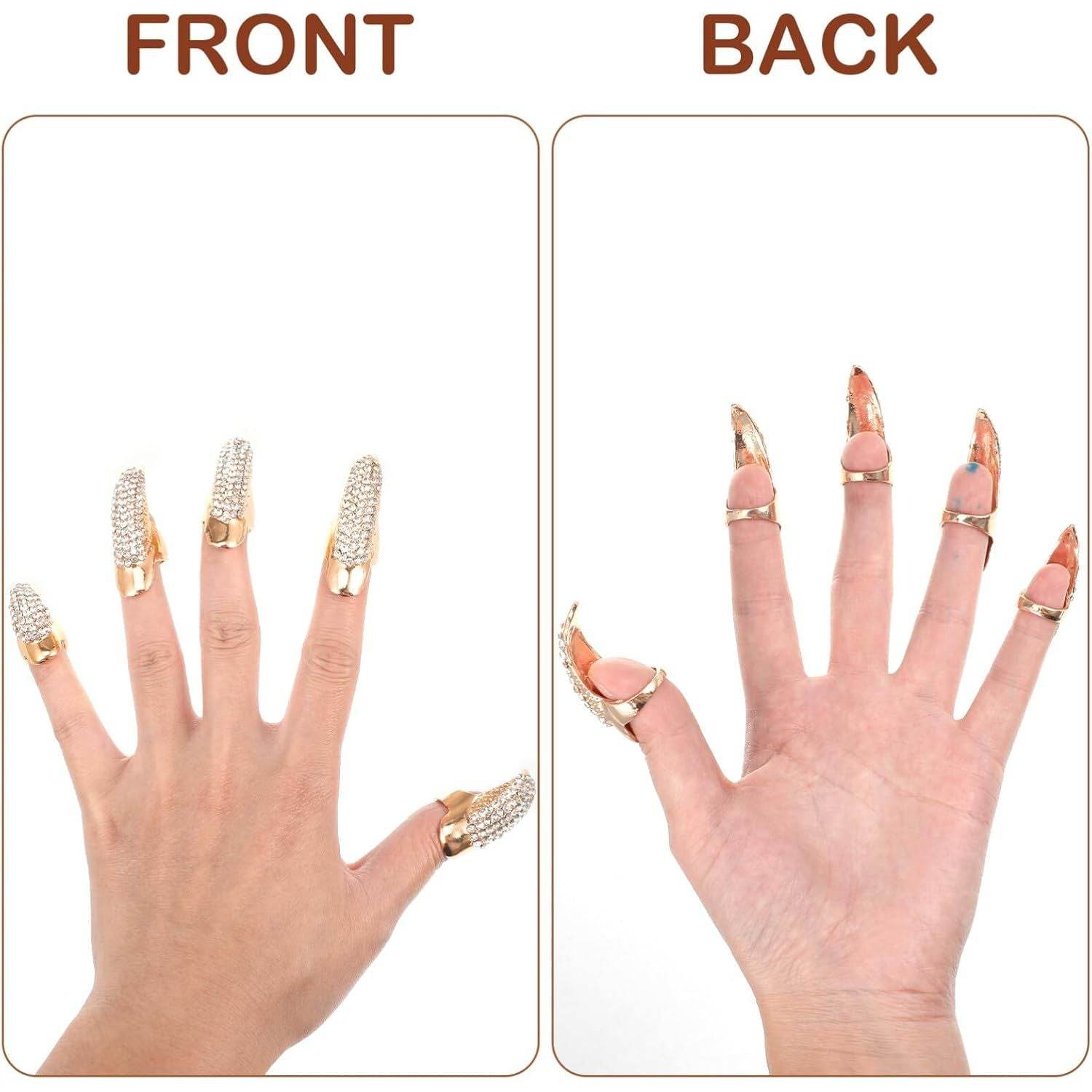 10pcs Halloween False Nail Alloy Gothic Punk Style Talon Claw Paw Finger Rings Cosplay Decoration (3 Sizes) - My Store