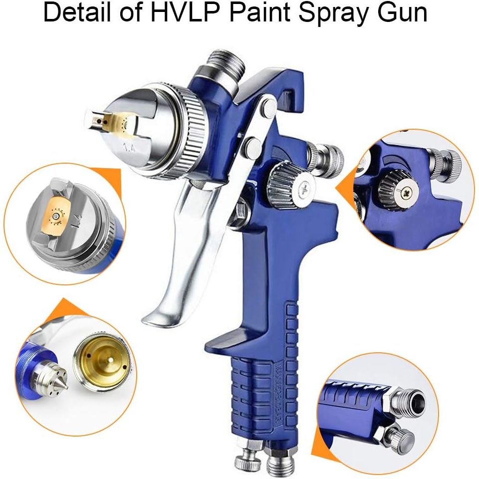 Buy now HVLP Spray Gun with Replaceable 1.4mm 1.7mm 2.0mm Nozzles Needle Cap Automotive Air Paint Sprayer Gun Kit with 600cc Capacity Cup for Car Primer,Furniture Surface Spraying,Wall Painting,Base Coatings at indiglob india