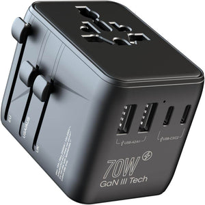 70W International European Travel Plug Adapter - HICHOR Fast Universal Travel Plug Adapter for US to Europe Worldwide Adaptor 1 AC Outlet 2 Type-A 3 Type-C EU UK Spain Australia Ireland Italy - My Store