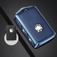 HIBEYO Alloy Leather Texture Car Key Fob Cover with Keychain - Fits Volvo XC90, XC60, XC40, S60, S90, V60, Polestar 1 T5 - 3 Button Blue
