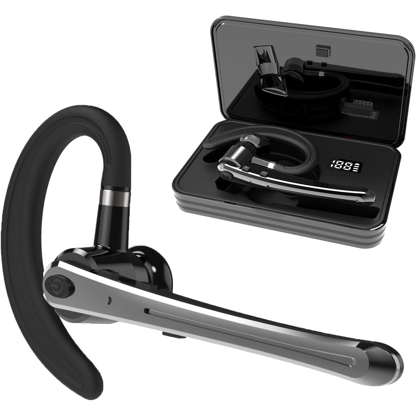 Bluetooth Headset Bluetooth Earpiece for Cellphones Wireless Blue Tooth 5.2 Head Set in-Ear Piece w/Mic Microphone for Cell Phone Hands-Free Noise Canceling for Car