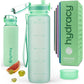 Hydracy Water Bottle with Time Marker -Large BPA Free Water Bottle & No Sweat Sleeve -Leak Proof Gym Bottle with Fruit Infuser Strainer & Times to Drink -Ideal for Fitness Sports & Outdoors