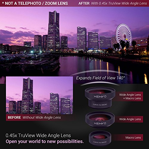 Buy now Pro Lens Kit for iPhone and Android, Macro and Wide Angle Lens with LED Light and Travel Case Black at indiglob india