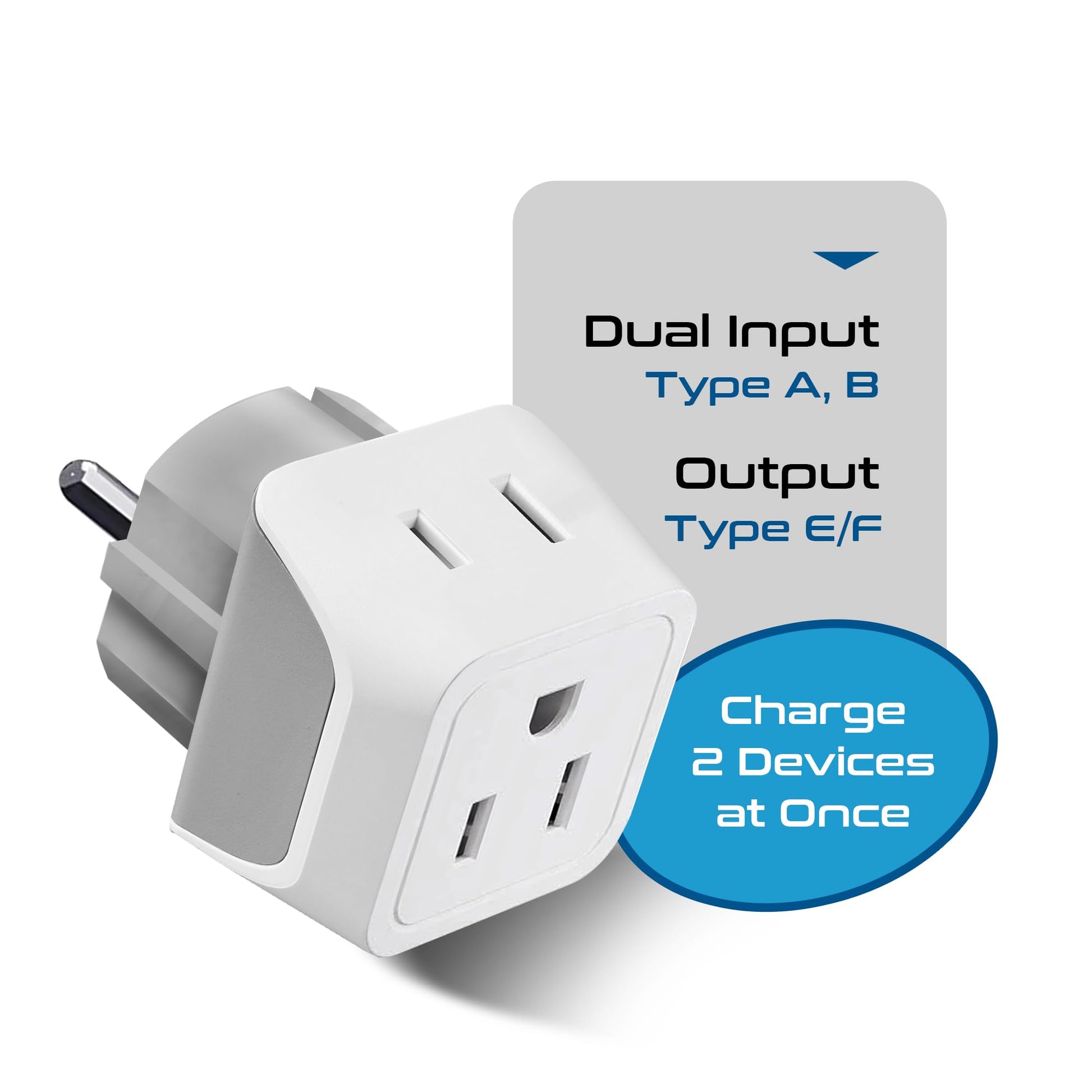 Buy now Ceptics Schuko Germany, France Plug Adapter, Dual Input - Ultra Compact Light Weight - Usa to Russia, South Korea Travel Adaptor Plug - Type E/F (3 Pack) at indiglob india