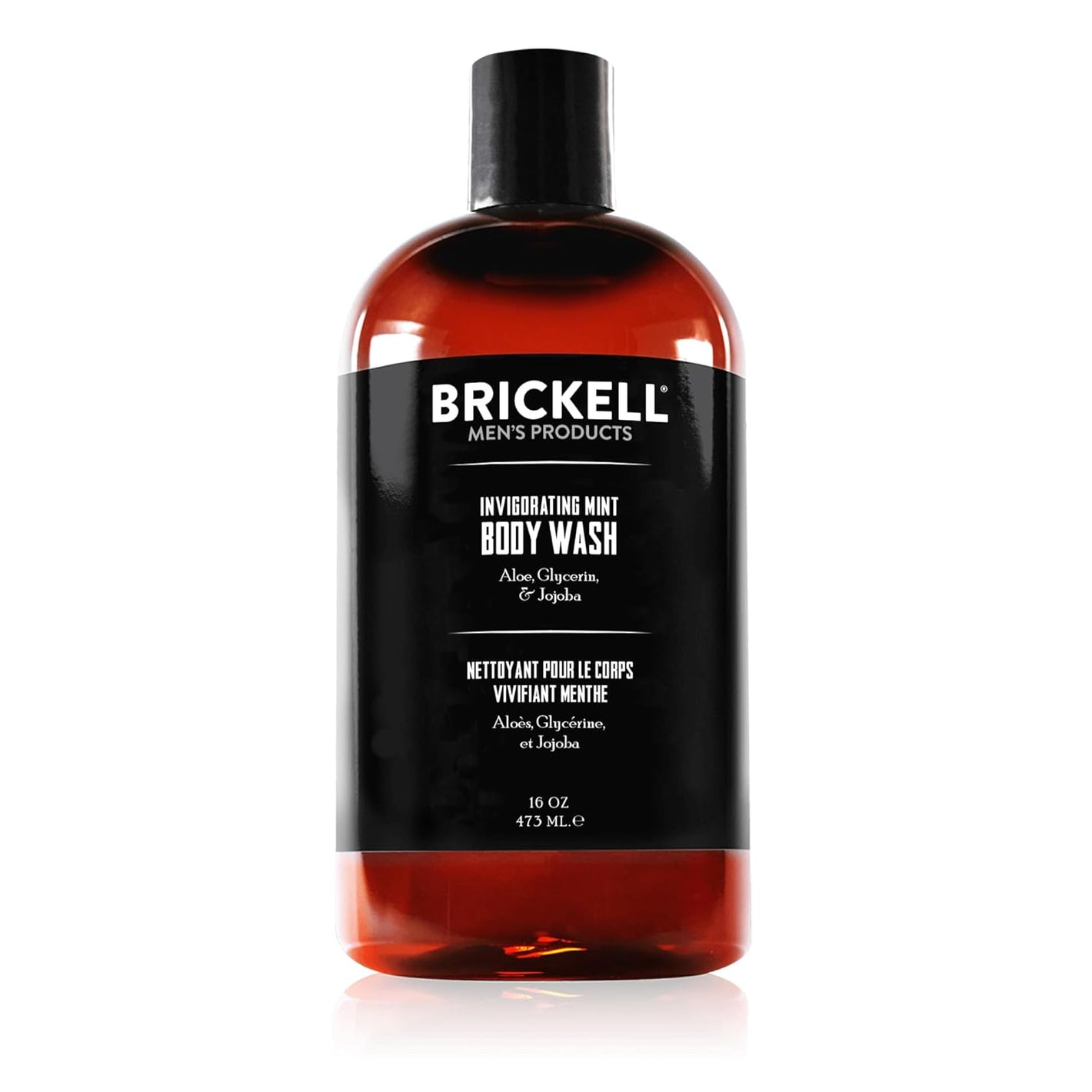 Brickell Men's Invigorating Mint Body Wash for Men, Natural and Organic Deep Cleaning Shower Gel with Aloe, Glycerin, and Jojoba, Sulfate Free, 16 Ounce, Scented