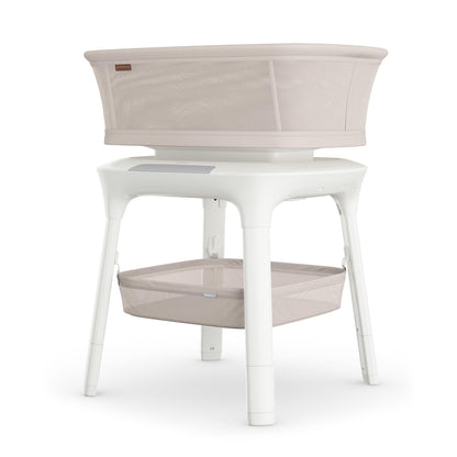 Buy now UPPAbaby Soma Smart Bassinet ƒ?? 5 motions + 5 speeds + 4 Sounds with MotionSync Technology ƒ?? Height Adjustable ƒ?? Included Mattress, Sheet + Storage Basket ƒ?? Charlie (Sand M??lange) at indiglob india