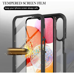 for Samsung Galaxy A15 5G Case, Samsung A15 4G/5G Phone Case with Built-in Screen Protector Clear Slim Back Cover Shockproof Rugged Heavy Duty Bumper Full Body Protective Case, Black