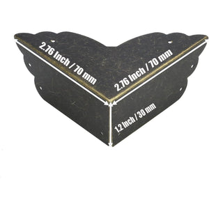 Mcredy Corner Protectors for Furniture,4 Pack Table Corner Protectors Metal Bronze Box Corners Decorative 2.8x2.8x1.2(LxWxH),Side Length 2.8"