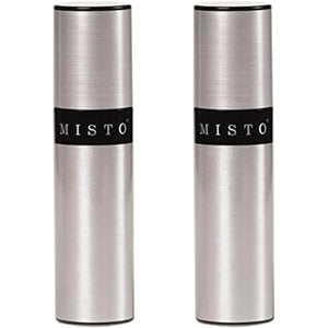 Misto Aluminum Oil Sprayer, Set of 2, Versatile Refillable Aerosol Sprayers for Olive Oil, Vinegar, Lemon Juice, Dressings, and More, Ideal for Cooking, BBQ, and Air Fryers