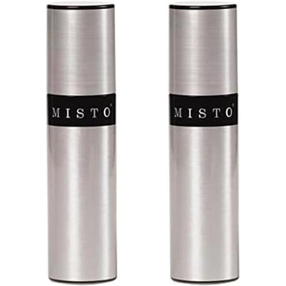 Misto Aluminum Oil Sprayer, Set of 2, Versatile Refillable Aerosol Sprayers for Olive Oil, Vinegar, Lemon Juice, Dressings, and More, Ideal for Cooking, BBQ, and Air Fryers