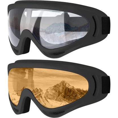 COOLOO Ski Goggles, 2 Pack Snow Goggles Snowboard Goggles for Men Women Kids - UV Protection Foam Anti-Scratch Dustproof