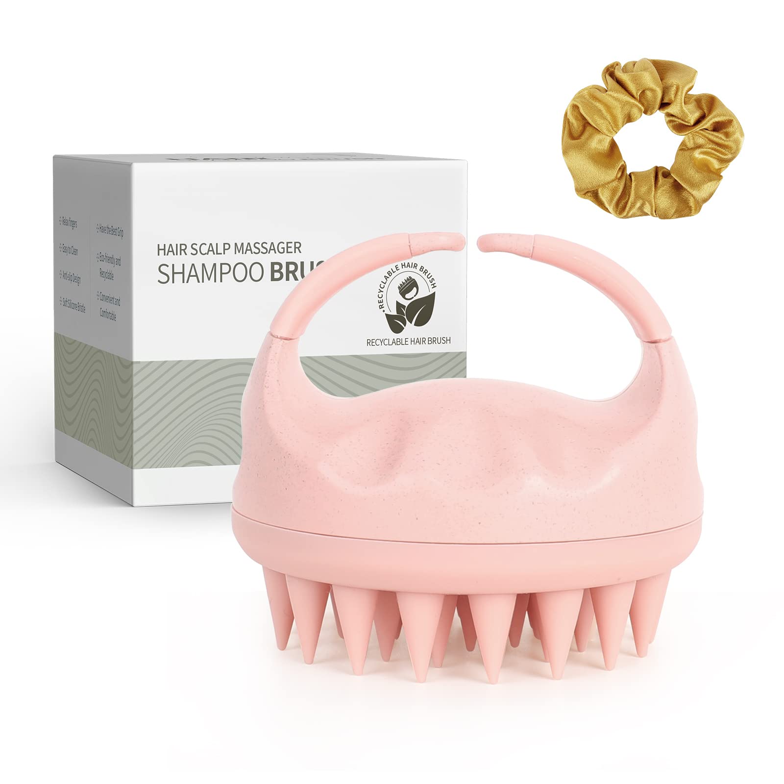 Buy now Sndyi Soft Silicone Scalp Massager for Dandruff Removal and Hair Growth - Wet Dry Scalp Exfoliator Brush for Scalp Care - Beige Pink at indiglob india