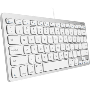 Macally Small Wired Keyboard for Mac and Windows - 78 Scissor Switch Keys Compatible Apple Keyboard - USB Mini Keyboard That Saves Space and Looks Great - Plug and Play Wired Mac Keyboard - Aluminum