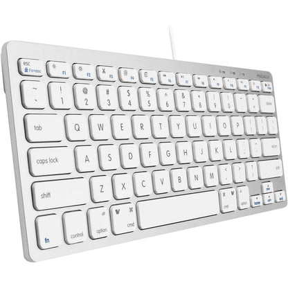Macally Small Wired Keyboard for Mac and Windows - 78 Scissor Switch Keys Compatible Apple Keyboard - USB Mini Keyboard That Saves Space and Looks Great - Plug and Play Wired Mac Keyboard - Aluminum
