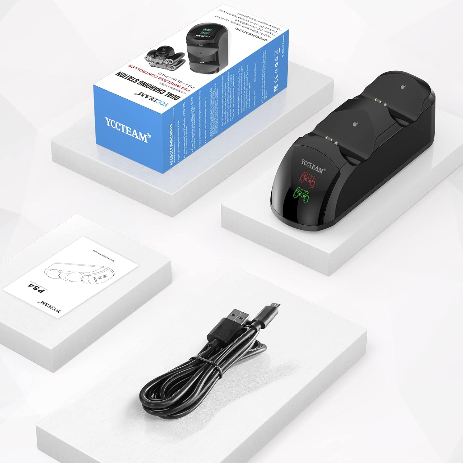 Buy now for P4 Controller Charger Dock Station, 1.8 Hrs Fast Charging for P4 Charging Station, Charging Station with LED Indicator Charge Chip, Dual USB PS4 Charger Dock for PS4/PS4 Slim/PS4 Pro Charge at indiglob india