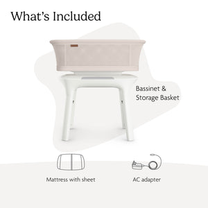 Buy now UPPAbaby Soma Smart Bassinet ƒ?? 5 motions + 5 speeds + 4 Sounds with MotionSync Technology ƒ?? Height Adjustable ƒ?? Included Mattress, Sheet + Storage Basket ƒ?? Charlie (Sand M??lange) at indiglob india