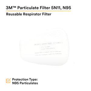 3M N95 Respirator Filter, 5N11, Disposable, Helps Protect Against Non-Oil Based Particulates, Use With 3M 5000 Series Respirators or 6000 Series Gas and Vapor Cartridges, 10 Pack