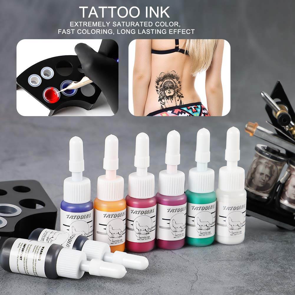 14 pcs Tattoo Ink Set 5ml Tattoo Professional Supply Black Color Set Tattoo Ink Red White Tattoo Ink Tattoo Pigment Set for Body Art Long Lasting - My Store