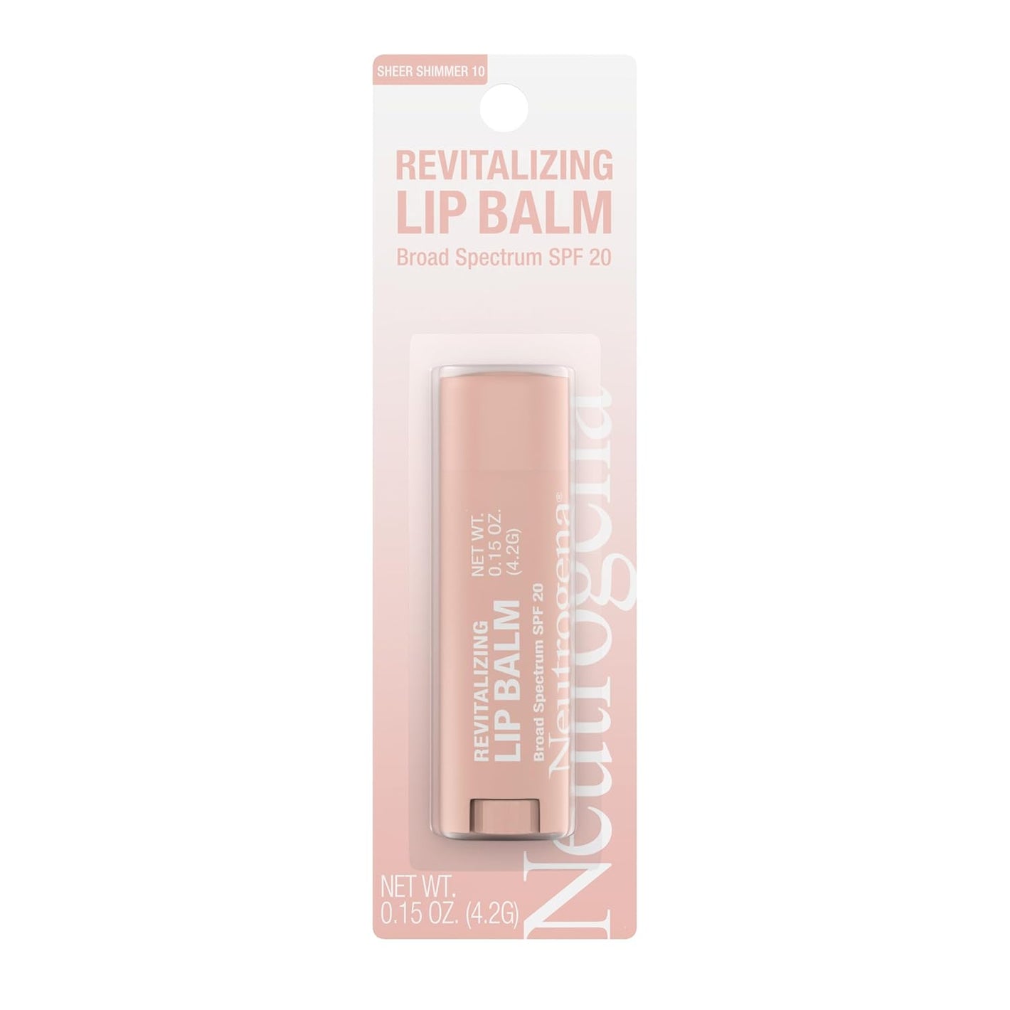 Neutrogena Revitalizing Tinted Lip Balm Broad Spectrum SPF 20 Sunscreen, Moisturizing Lip Balm with a Sheer Tint for Softer, Smoother, Healthier-Looking Lips, Sheer Shimmer 10, .15 oz