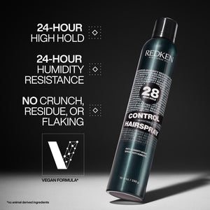 Redken Control Hairspray 28 For All Hair Types - Provides Long-Lasting Anti-Frizz Protection, Humidity Resistance and Long-Lasting Style Memory For 24h