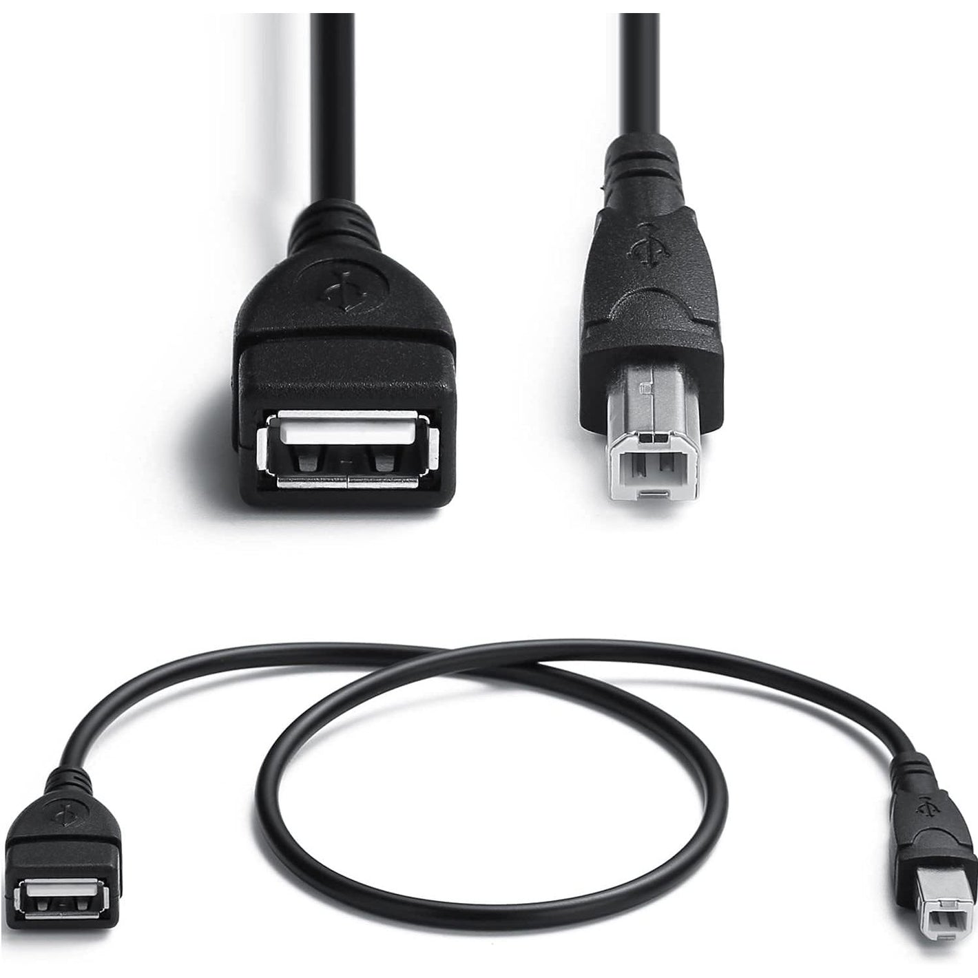 AMUU 2 Pack USB 2.0 Cables A Female to USB B Male Cable for Printer,Length is 20 Inches,A/F to B/M,Type-A F to M Extender Connection