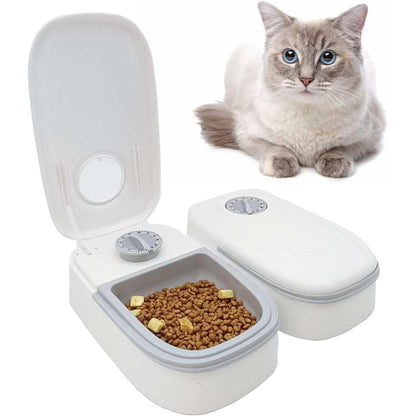 kathson Automatic 2 Meals Cat Feeder Auto-On Smart Pet Feeder Dry and Wet Food Dispenser with 48-Hour Timer Tamper Resistant Design (Small or Medium Dogs Feeder)