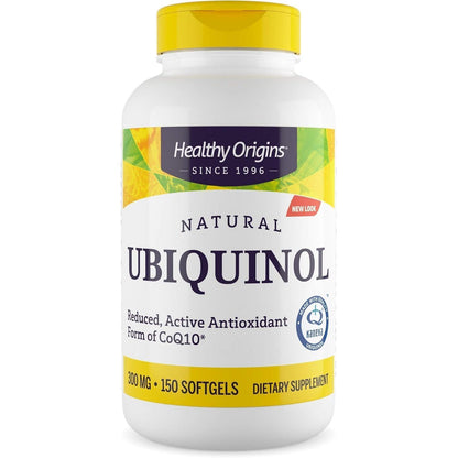 Healthy Origins Ubiquinol (Active Form of CoQ10), 300 mg - Ubiquinol Supplements for Heart Health & Antioxidant Support - Gluten-Free & Non-GMO Supplement - 150 Softgels