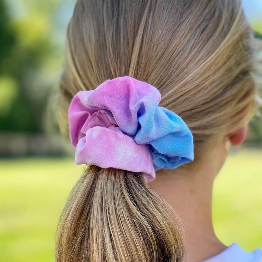 10 Pack White Cotton Scrunchies for Tie Dye Hair Elastic Hair Ties Pony Tail Holder for Party - My Store