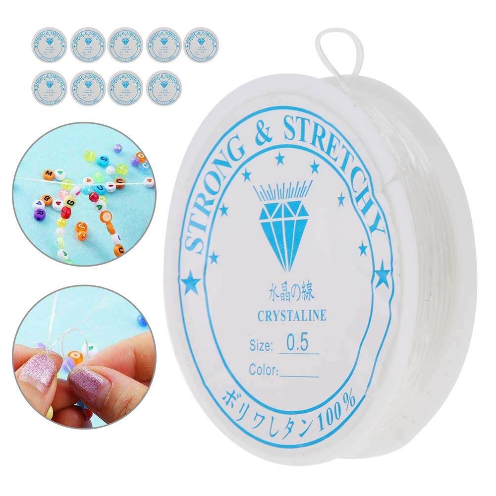 10 Rolls Elastic String, 0.5mm/18m Strong Crystal Stretchy Elastic Line Transparent Beading String Thread for Jewelry Making Beading Bracelet Wire (0.5mm/18m) - My Store
