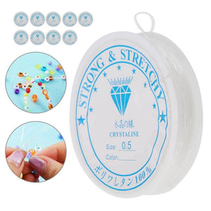 10 Rolls Elastic String, 0.5mm/18m Strong Crystal Stretchy Elastic Line Transparent Beading String Thread for Jewelry Making Beading Bracelet Wire (0.5mm/18m) - My Store