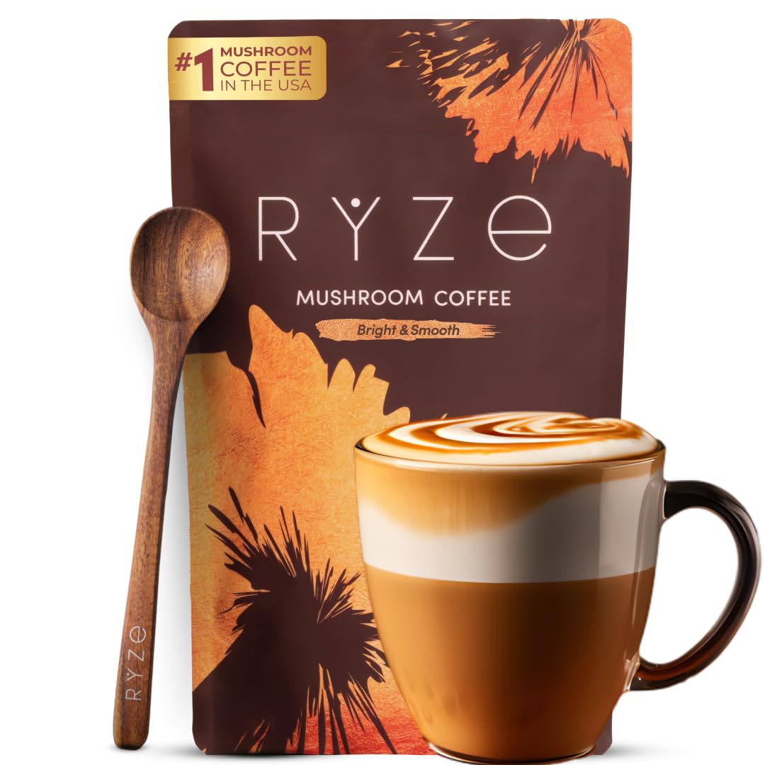 Buy now RYZE SUPERFOODS Mushroom Coffee, 30 servings Medium Roast (Pack of 1) at indiglob india