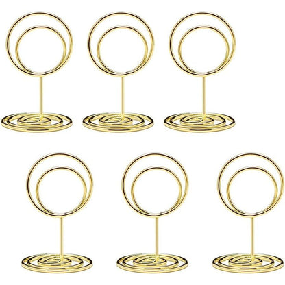 20pcs Mini Place Card Holders, Cute Table Number Holders, Small Size Table Card Holder Tables Number Stands, Wire Photo Picture Menu Clips for Wedding centerpieces, Anniversary Party (Gold)