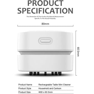 ODISTAR Desktop Vacuum Cleaner, Mini Table dust Sweeper Energy Saving,High Endurance up to 90 mins,Cordless&360º Rotatable Design for Keyboard/Home/School/Office(White AA Battery)