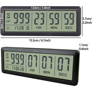 FCXJTU Digital Countdown Days Timer - Black Upgraded Big 999 Days Count Down Clock with Bracket Strong Magnetic Back for Retirement Wedding Vacation Birthday Holidays (999Day)