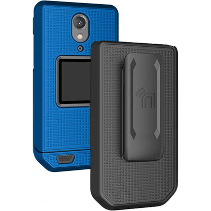 Case with Clip for CAT S22 Flip Phone, Nakedcellphone [Black] Slim Hard Shell Cover and [Rotating/Ratchet] Belt Hip Holster Holder Combo