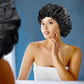 Satin Silk Bonnet for Curly Hair Bonnet Braid Bonnet for Sleeping Bonnets for Women Large Double-Layer Adjustable Black