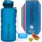 Hydracy Water Bottle with Time Marker -Large BPA Free Water Bottle & No Sweat Sleeve -Leak Proof Gym Bottle with Fruit Infuser Strainer & Times to Drink -Ideal for Fitness Sports & Outdoors