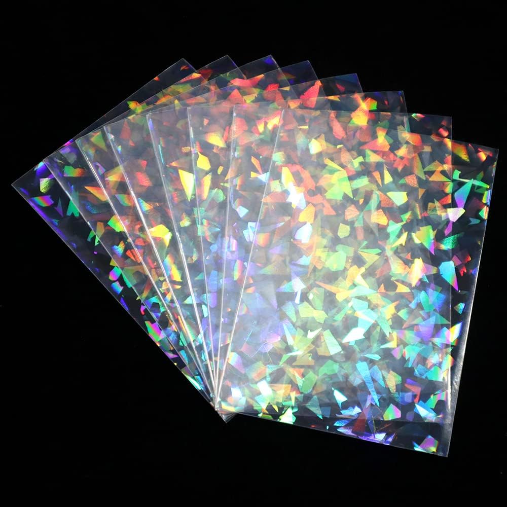 Buy now 100pcs Broken Glass Gemstone Laser Flashing Card Film Holographic Idol Photo Sleeves Ultra Super Protector (61x88mm) at indiglob india