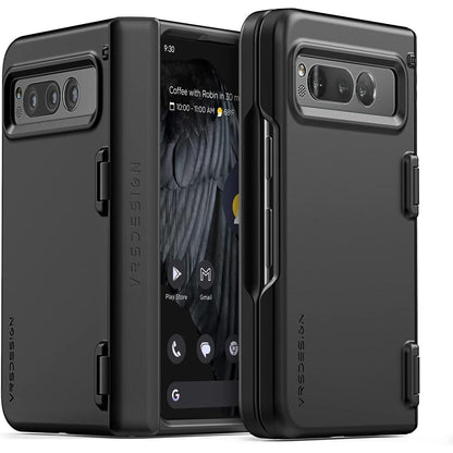 VRS DESIGN Simpli Fit Modern for Google Pixel Fold Case (2023), Premium Modern Slim Style Spring-Loaded Hinge Cover Case Compatible with Pixel Fold (Matte Black)