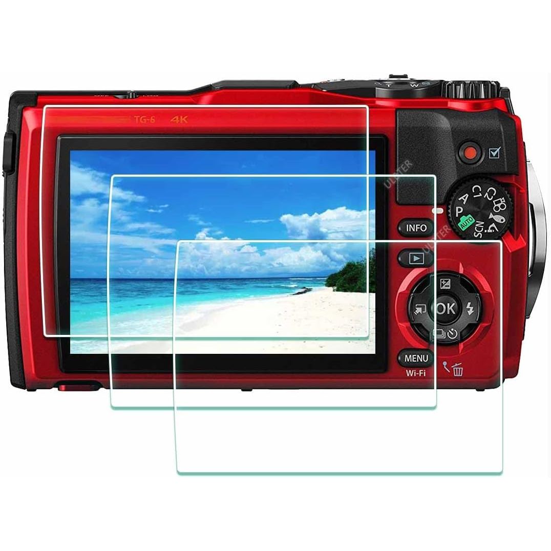 Screen Protector for Olympus TG-7 TG-6 TG-5 TG-4 TG7 Red Black, OM SYSTEM Tough TG-7 0.3mm 9H Hardness TG6 TG5 TG4 Tempered Glass Screen Cover, Anti-Scrach Anti-Dust [3 Pack]
