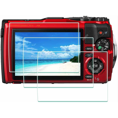 Screen Protector for Olympus TG-7 TG-6 TG-5 TG-4 TG7 Red Black, OM SYSTEM Tough TG-7 0.3mm 9H Hardness TG6 TG5 TG4 Tempered Glass Screen Cover, Anti-Scrach Anti-Dust [3 Pack]