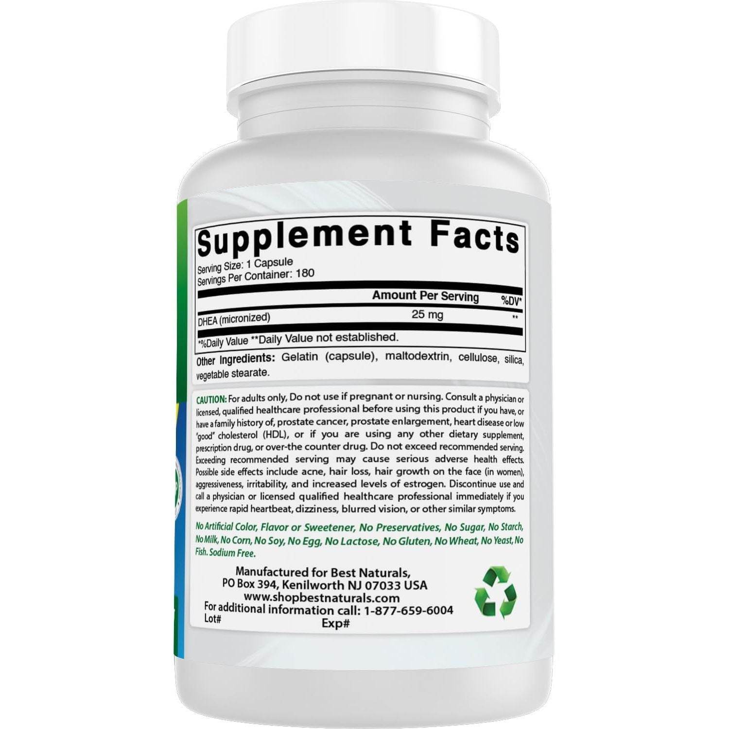 Best Naturals, Micronized DHEA 25 mg 180 Capsules - My Store