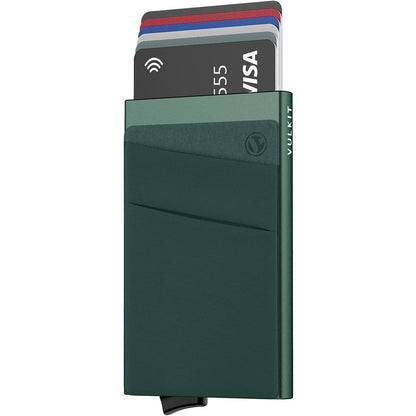 VULKIT Card Holder with Money Pocket Pop Up Wallet RFID Blocking Slim Metal Bank Card Case Holds 5 Cards and Notes