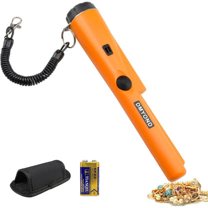 Dmyond Metal Detector Pinpointer, Professional Waterproof Handheld Pin Pointer Wand, Search Treasure Pinpointing Finder Probe with 9V Battery for Adults, Kids - Orange