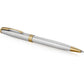 PARKER Sonnet Ballpoint Pen, Stainless Steel with Gold Trim, Medium Point Black Ink (1931507)